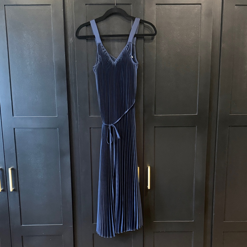 Sam Edelman Navy Pleated Midi Dress
